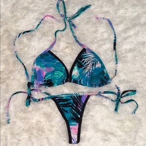 Tropical thong Print Bikini Set